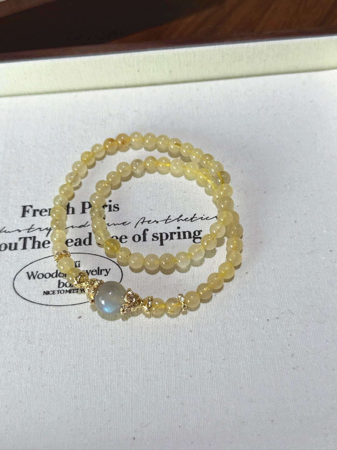 ▫️▪️ Blonde crystal gray moonlight bracelet